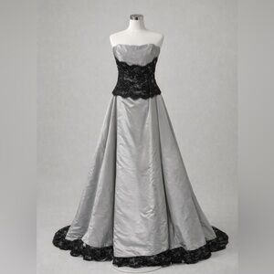 Jovani Black and White Lace Chemise